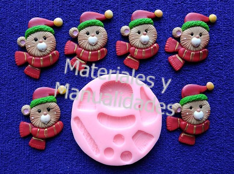 Molde En Silicona Cara De Osito Navideño