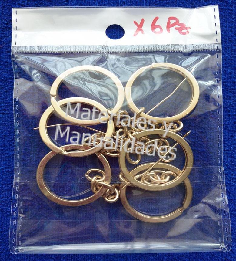 Argollas doradas fantasia Para Llaveros, aro con cadena de diame