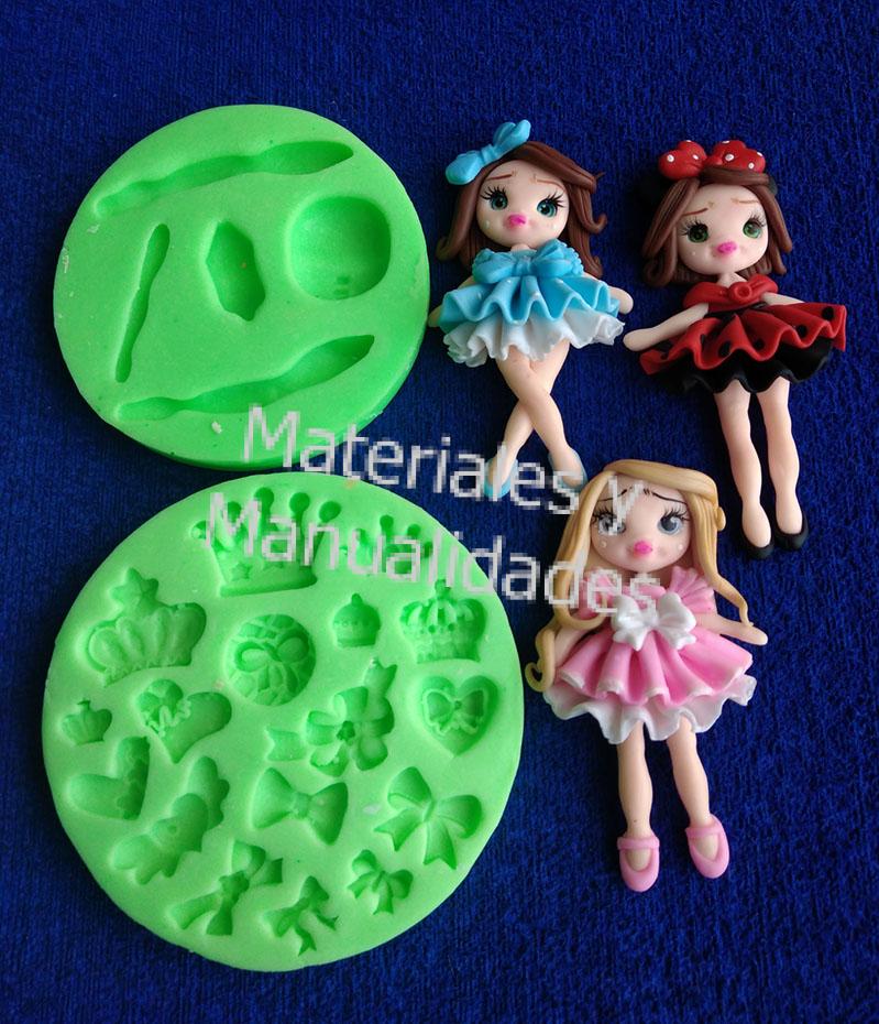 Molde muñecas en silicona corona lazos moños corazones