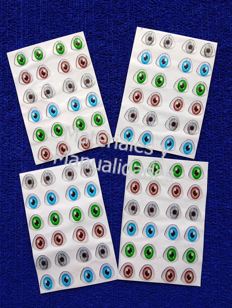 ojos adhesivos sticker para muñecos tela foami papel