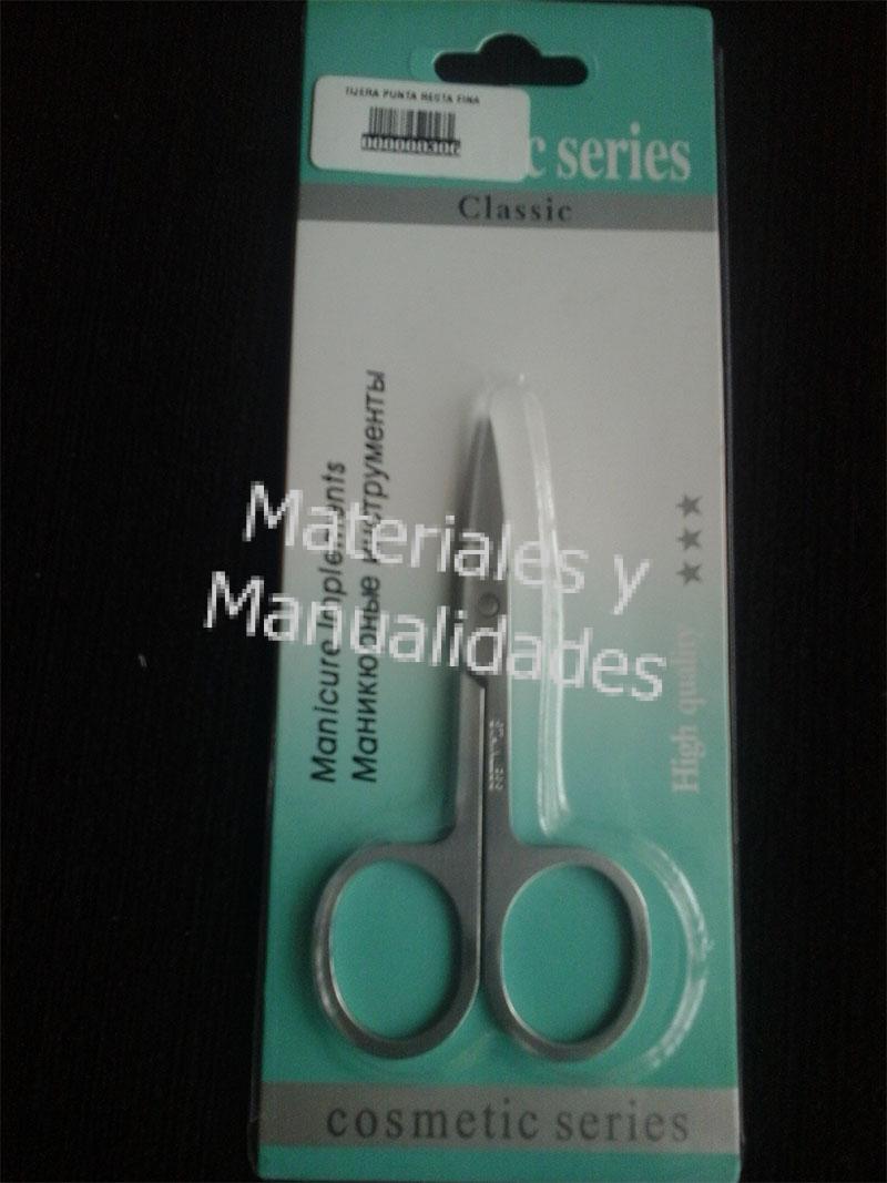 Tijeras punta recta fina en acero para belleza y manualidades