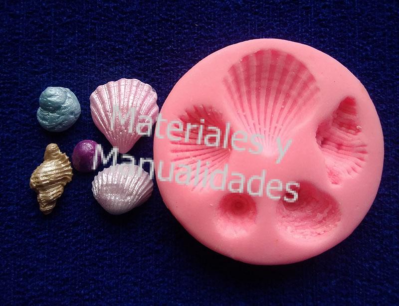 Molde en Silicona de conchas de mar océano apliques fimo porcelanicrón 