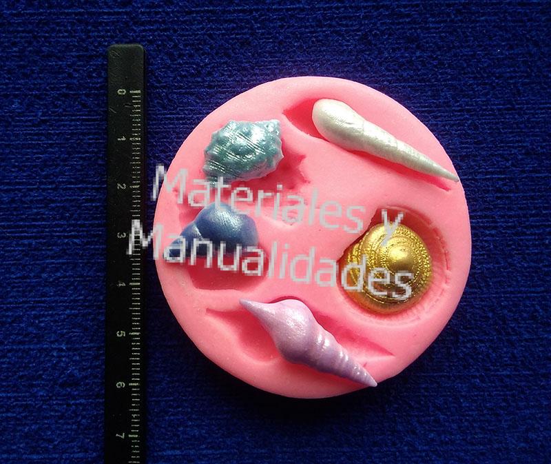 Molde en Silicona de conchas de mar océano apliques fimo porcelanicrón