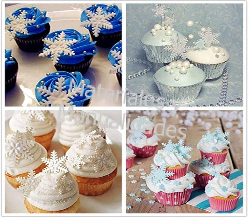 Set Cortadores estrella copo de nieve con expulsor para decorar tortas pastel muffins fondant pastillaje pasta de goma 