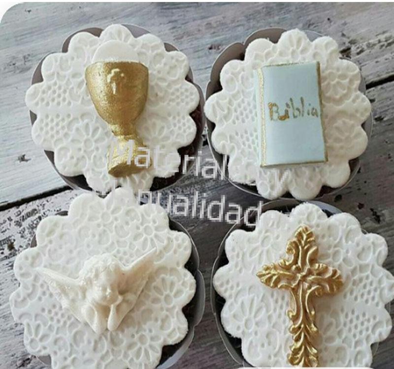 Molde en silicona Cruz denario camandula x fondant galleltas pasta fria porcelanicron