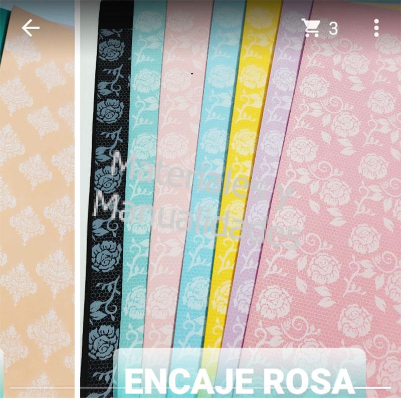 goma estampada encaje de rosas