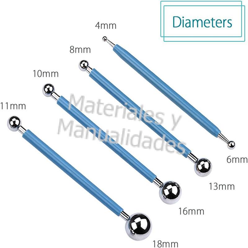 bolillos metálicos para modelado de pasta fondant porcelanicron