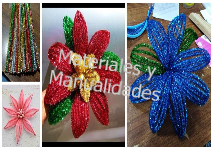 Limpia pipas mealizado felpilla alambre flexible Chelines rojos para decoración Navideña 