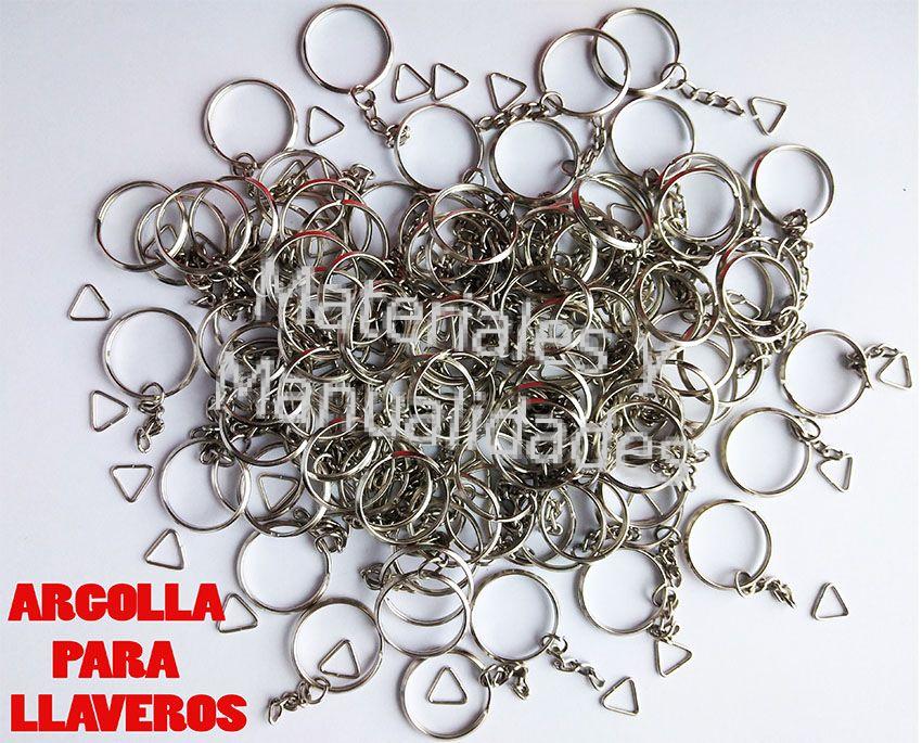 Argollas Metalica 2.5cm con cadena para llaveros 