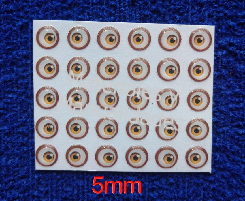 Ojos adhesivos redondos de 5mm para toppers y muñecas en pasta