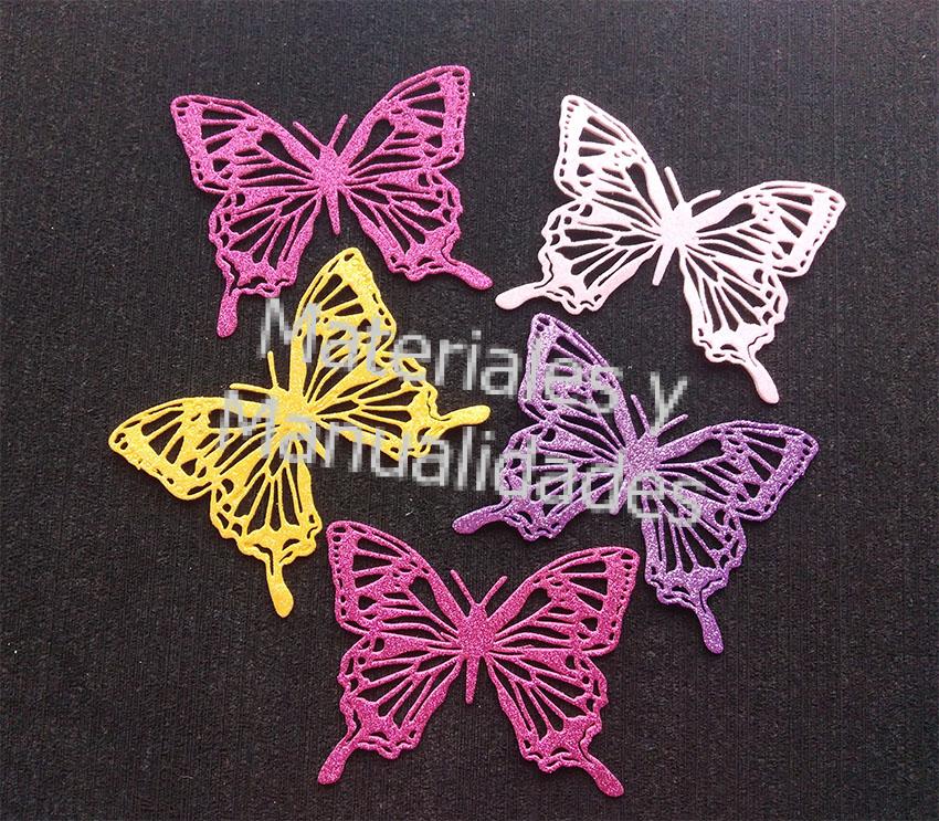 Figuras foamy Mariposas escarchadas 10cm para decorar manualidades 5pz