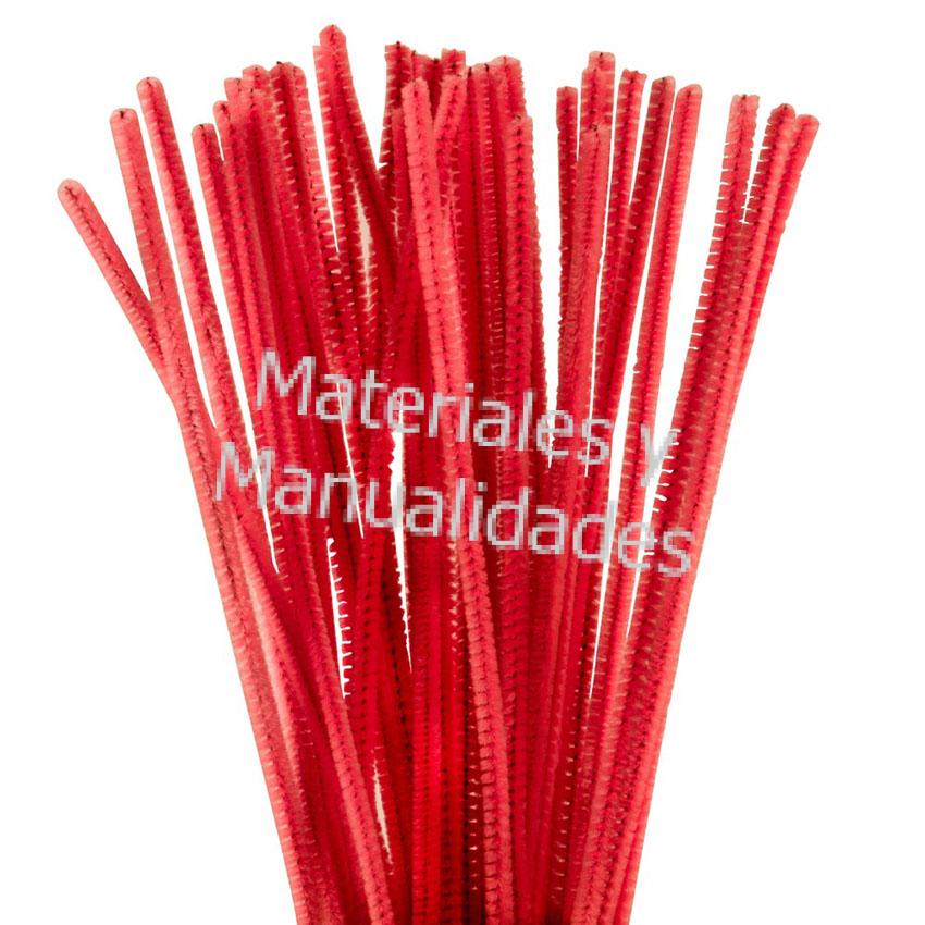  LimpiaPipas o Chelines gamuzados tono Rojo, para Decoración de muñecos, Flores con limpia pipas