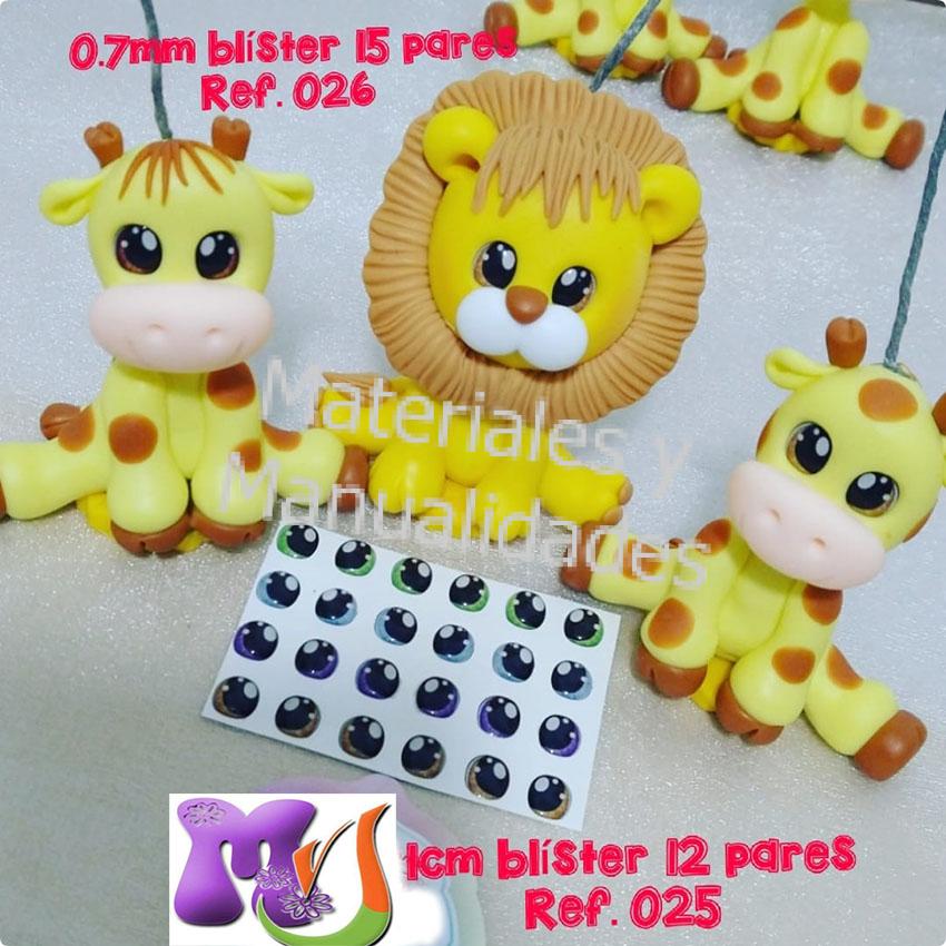 Blister de Ojos Adhesivos para figuras en porcelanicron velas peluches tela