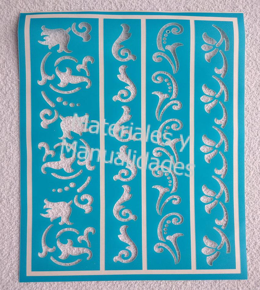 Stencil en papel adhesivos arabescos para manualidades 15cm x 21