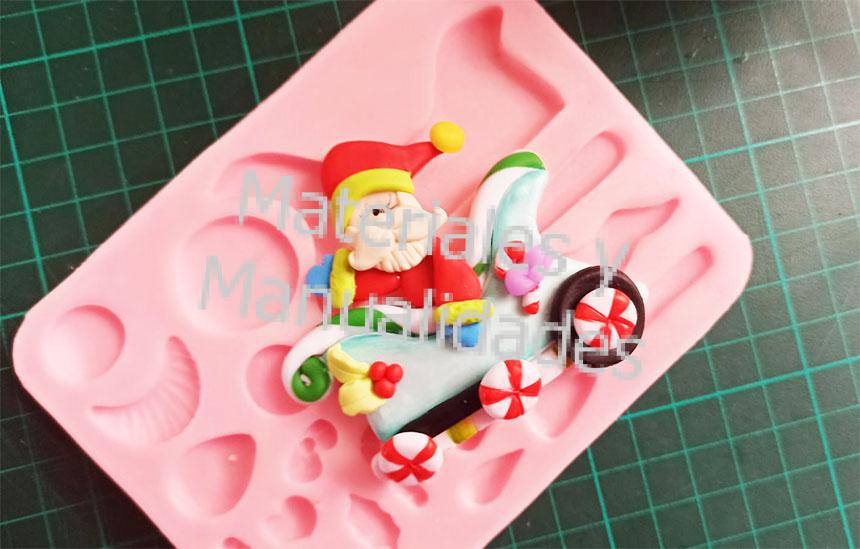 Molde silicona trineo navidad papa noel