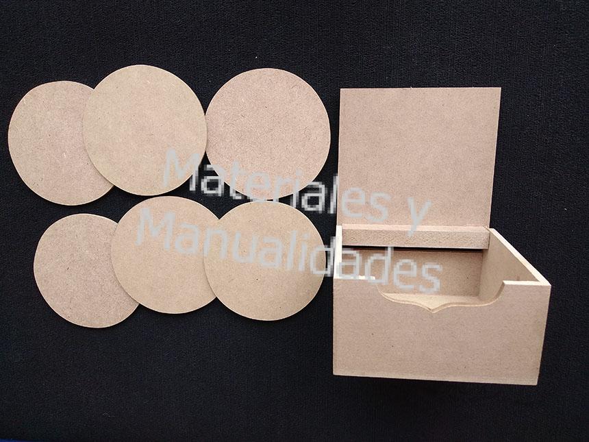 Juego de Porta Vasos Tabla De Mdf 3mm Redonda Pad Mouse Coasters de Madera