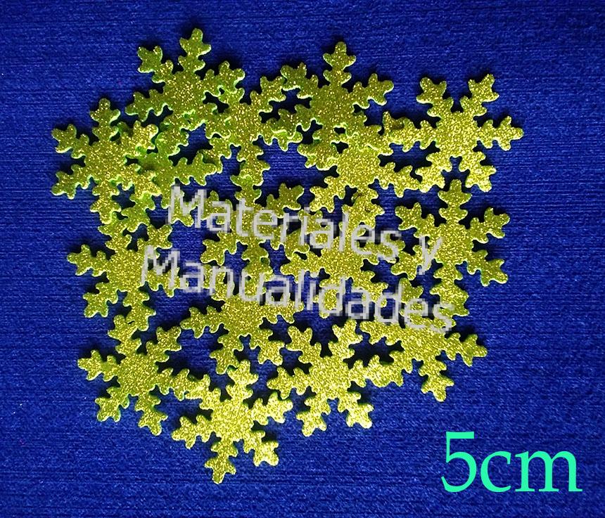 Apliques estrella copo de nieve de 5cm verde limón diamantado