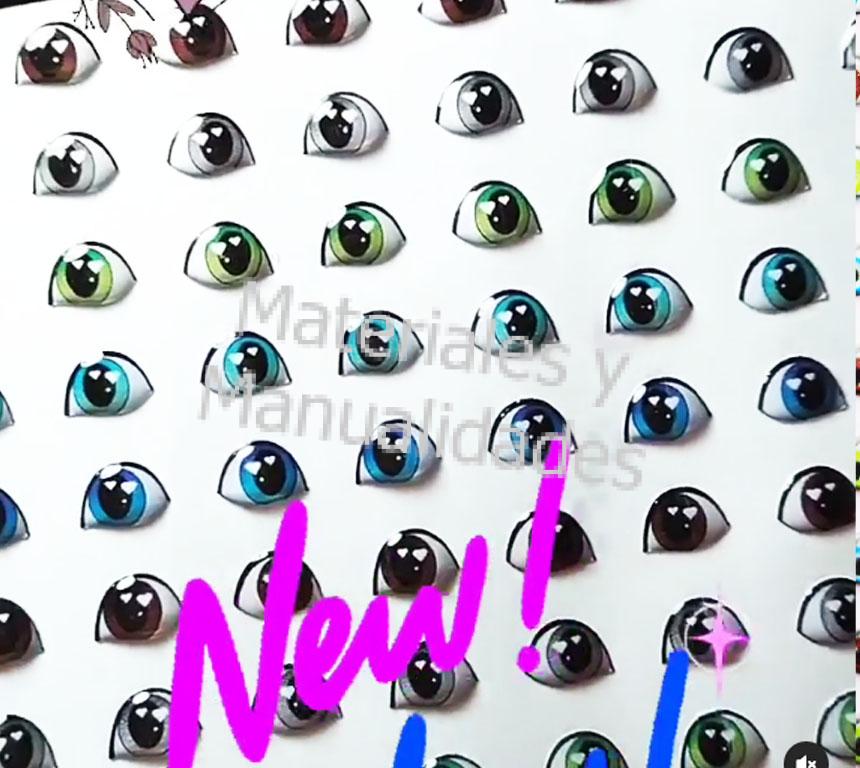 Set Ojos Adhesivos redondos negros Resinados 
