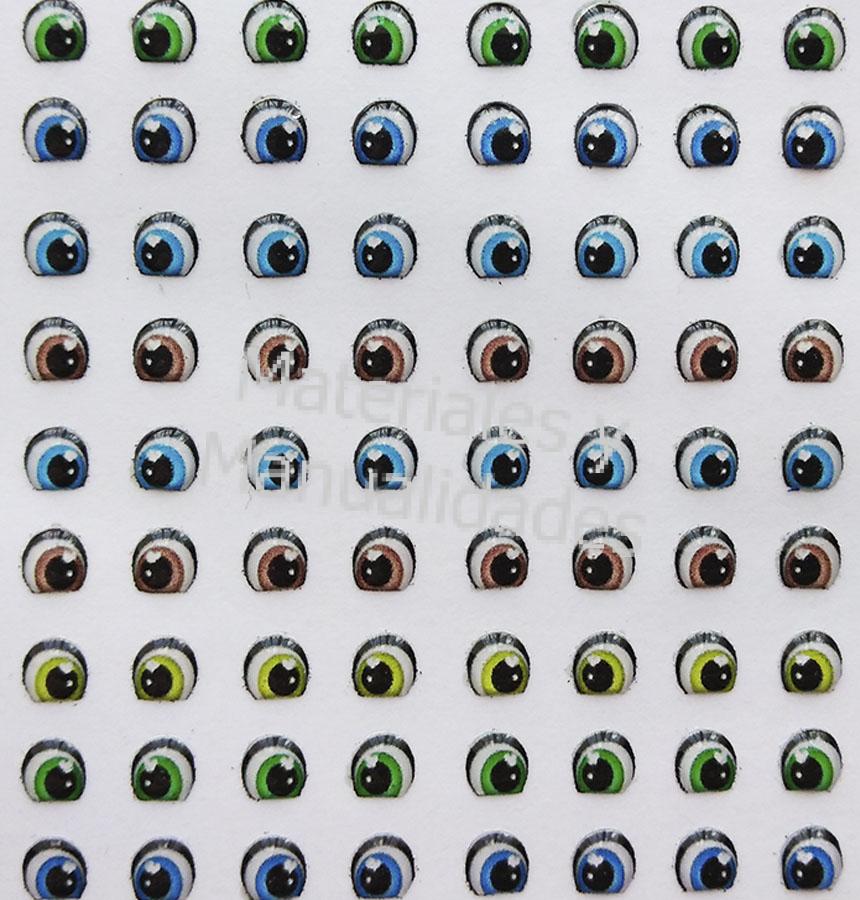 Ojos adhesivos destellantes 4mm para manualidades 15pz