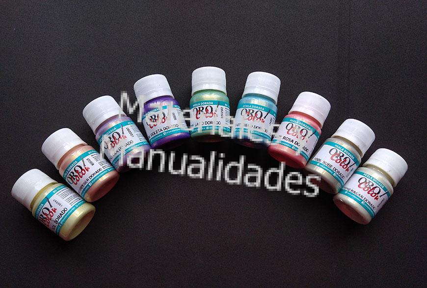 Pintura liaquida acrilicos al frio perla dorada para manualidades