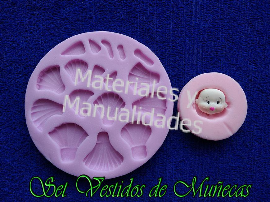 Molde en silicona vestidos de muñeca caras apliques pasta fria