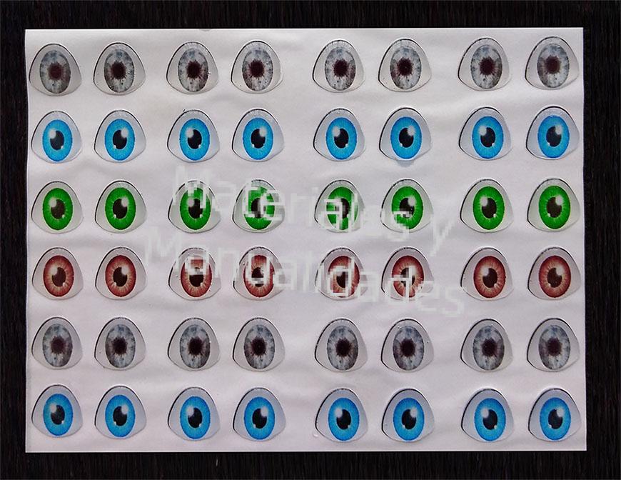 Ojos Adhesivos Colores Surtidos Resinados de alto relieve