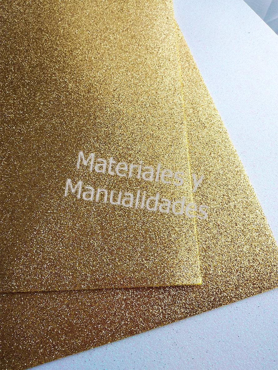 FOAMY ESCARCHADO DORADO GOMA EVA FOMY, MATERIALES PARA MANUALIDADES EN