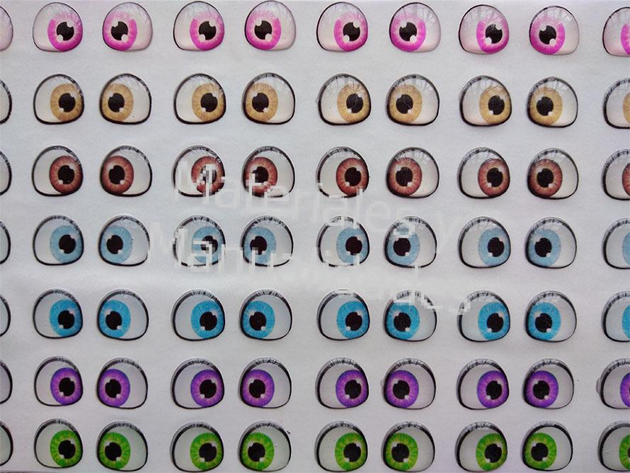 Set Ojos adhesivos destellante multicolor sticker de 1cm por 12pz