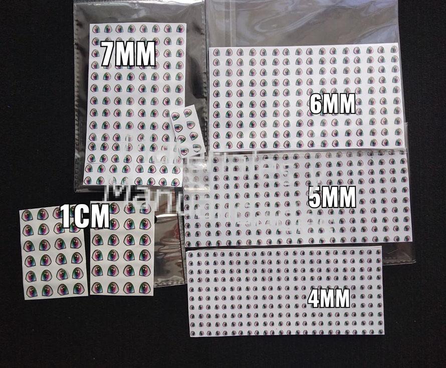 Blister de Ojos 15pz Adhesivos De 0.4 mm con iris de corazonsito miniatura Resinados efecto 3d 