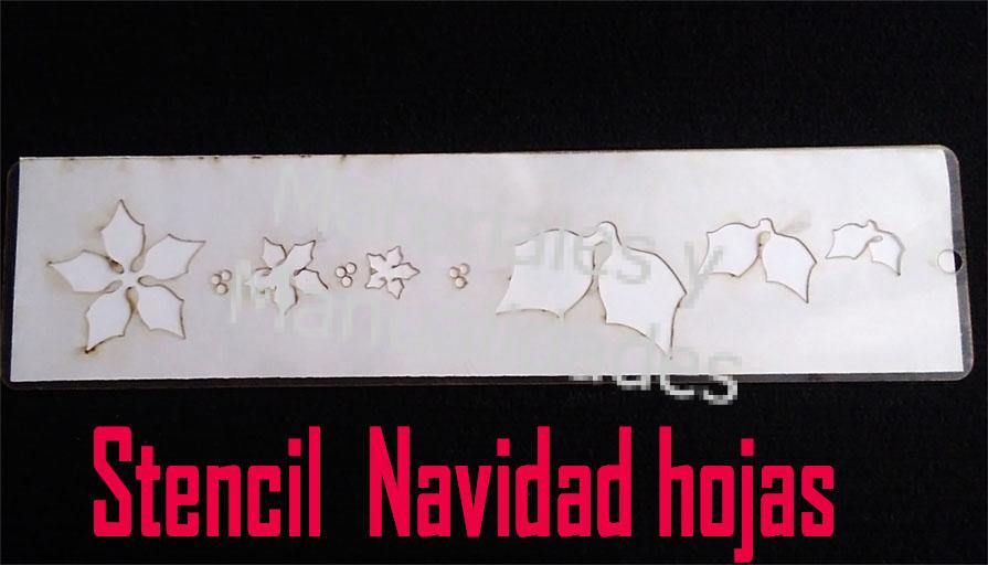 Stencil Plantilla hojas navidad