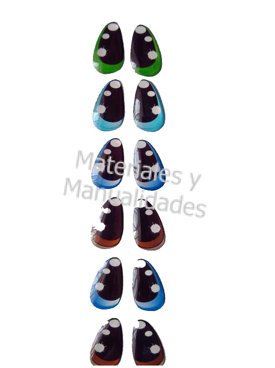 Ojos adhesivos 2cm para decorar muñecos en tela peluches fomi pasta fria