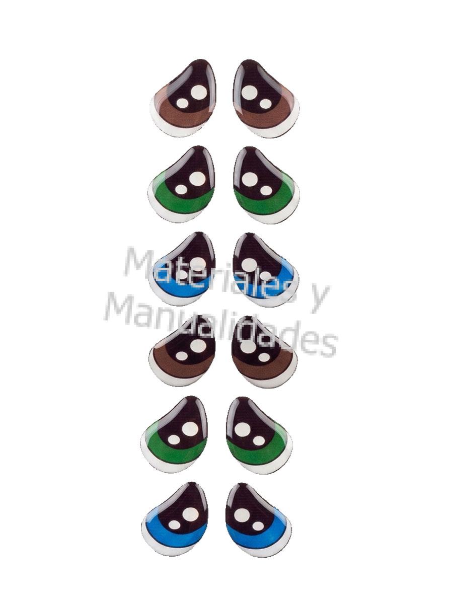 Ojos adhesivos 2cm para decorar muñecos en tela peluches fomi pasta fria
