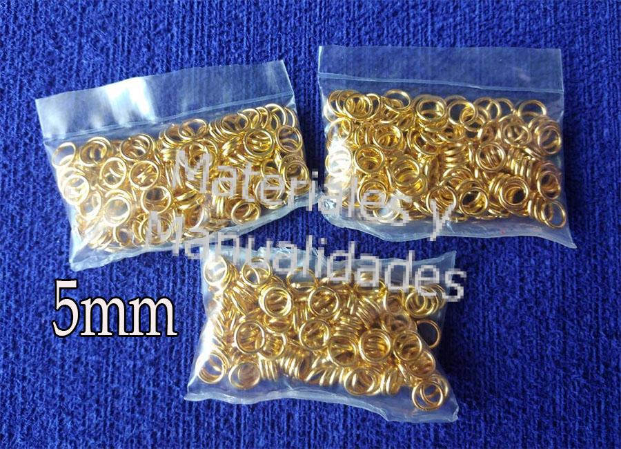 Set Argollas Dorada de 5mm herrajes alambrismo y bisutería