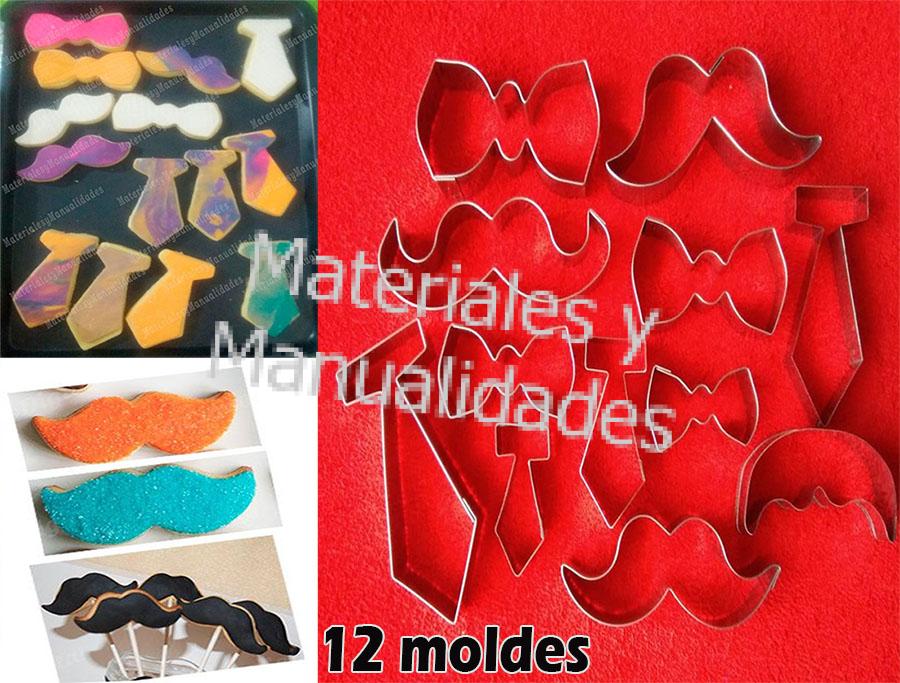 Set molde cortador de galletas corbatin mostacho corbata 