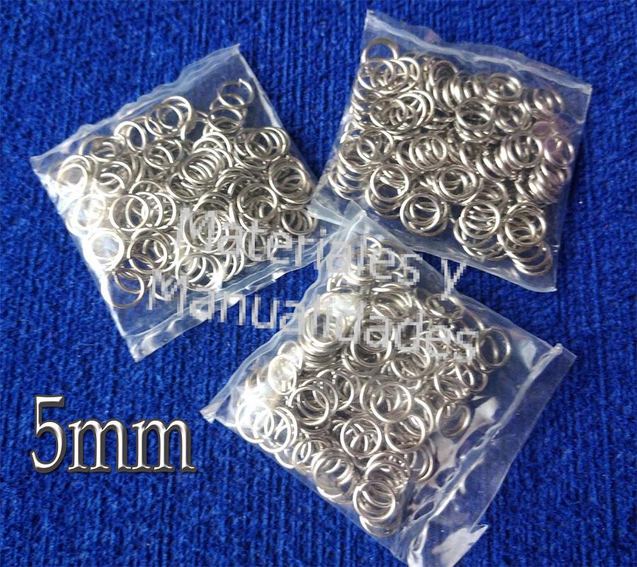 Argolla plateada 5mm para aretes y bisutería en porcelanicrón