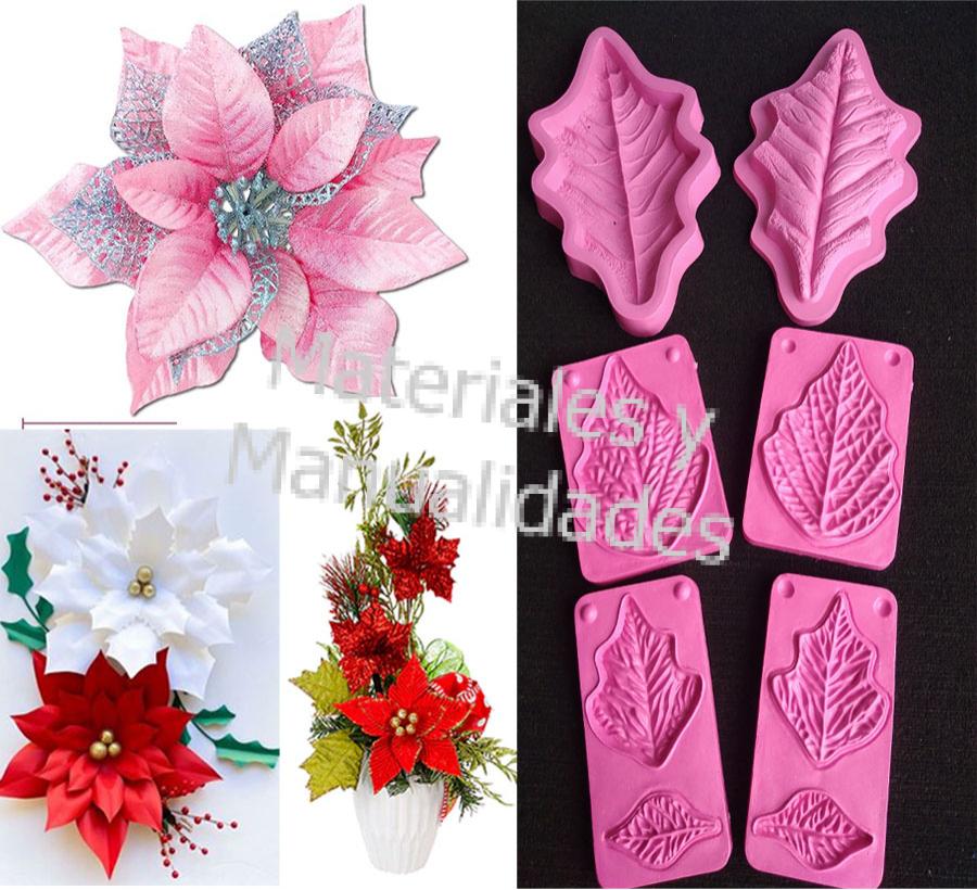 Molde Flores Poinsettias nochebuenas para arreglos de navidad, decoracion de arbol, flores y hojas artificiales con foami diamantina 