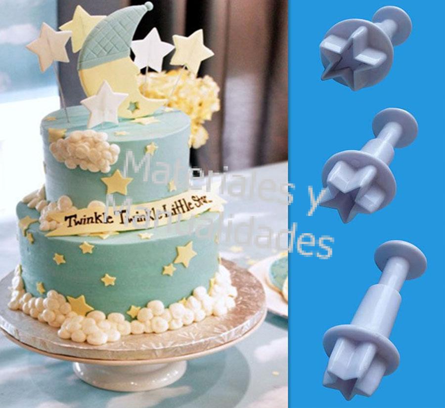 Molde marcador expulsor Estrellas para decoración de  pasteles tortas