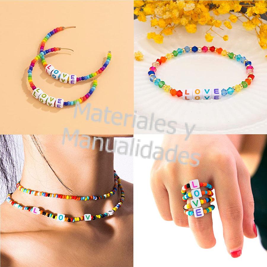 Cuentas abalorios acrilico para bisuteria letras cubo pasante para pulseras manillas