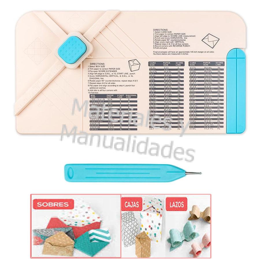 Tablero de perforación 3 en 1 para sobres, cajas de regalo, lazos