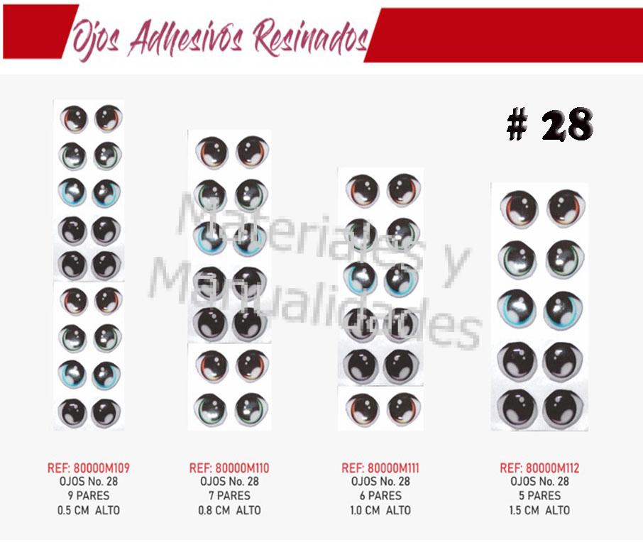 Blister Ojos Adhesivos #28 para artesanias en porcelanicron o foamy