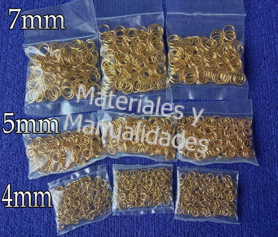 Set Argollas circular de 7mm Pequeña Dorada de 30 gramos herraje