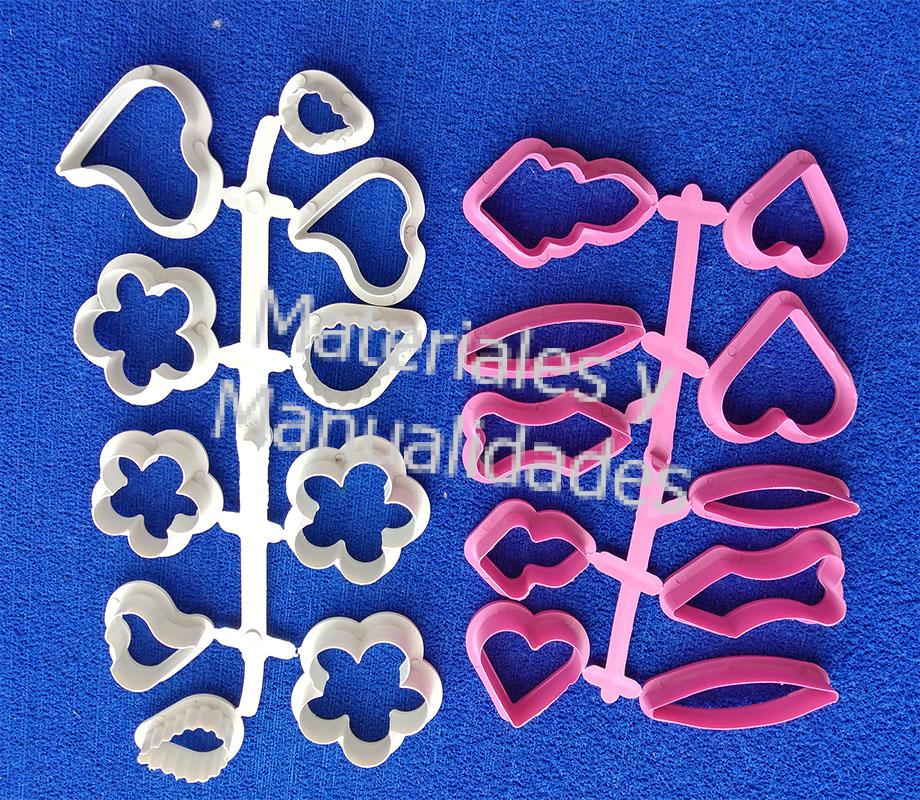 Set moldes Cortadores de flores corazon para tortas cupcakes fon
