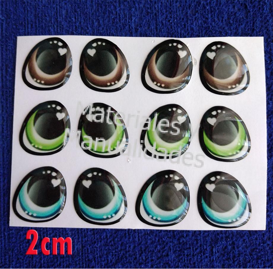 Blister de Ojos Adhesivos  Resinados efecto 3d con relieve alto Pegatina Sctiker