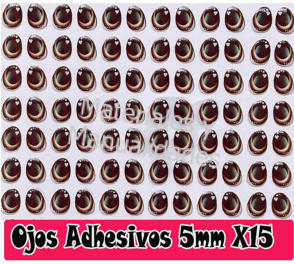 Ojos adhesivos de 5mm con relieve 3d sticker para manualidades