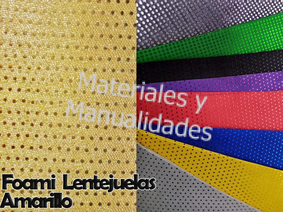 Foami Laminado amarillo con Lentejuelas doradas metálico 1pz