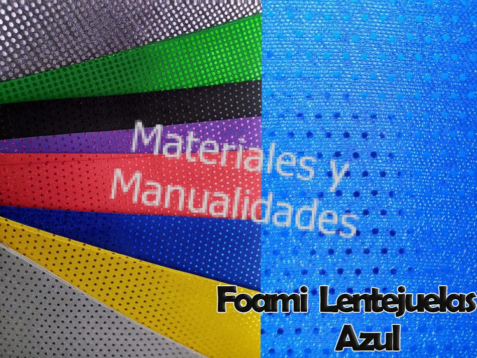 Foami Laminado azul con Lentejuelas verde metálico 1pz