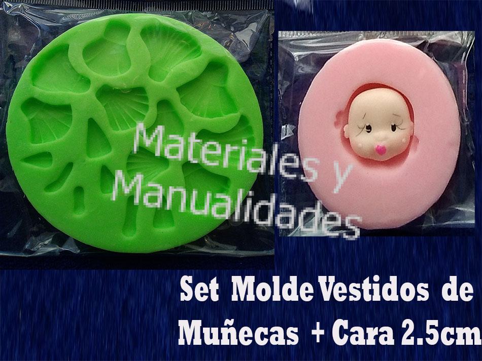 Molde en silicona vestidos de muñeca y cara 2.5cm para porcelanicrón