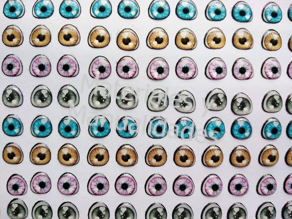 Blister de Ojos Adhesivos iris destellante De 6mm
