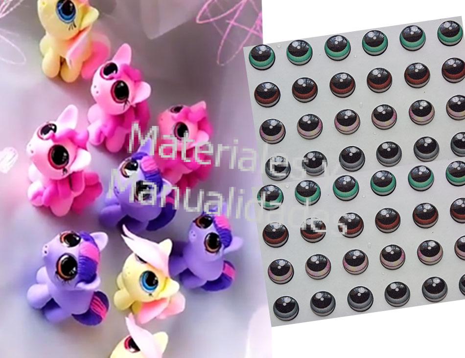 Set Ojos adhesivos de 7mm para muñecas en peluches fomi porcelanicrón