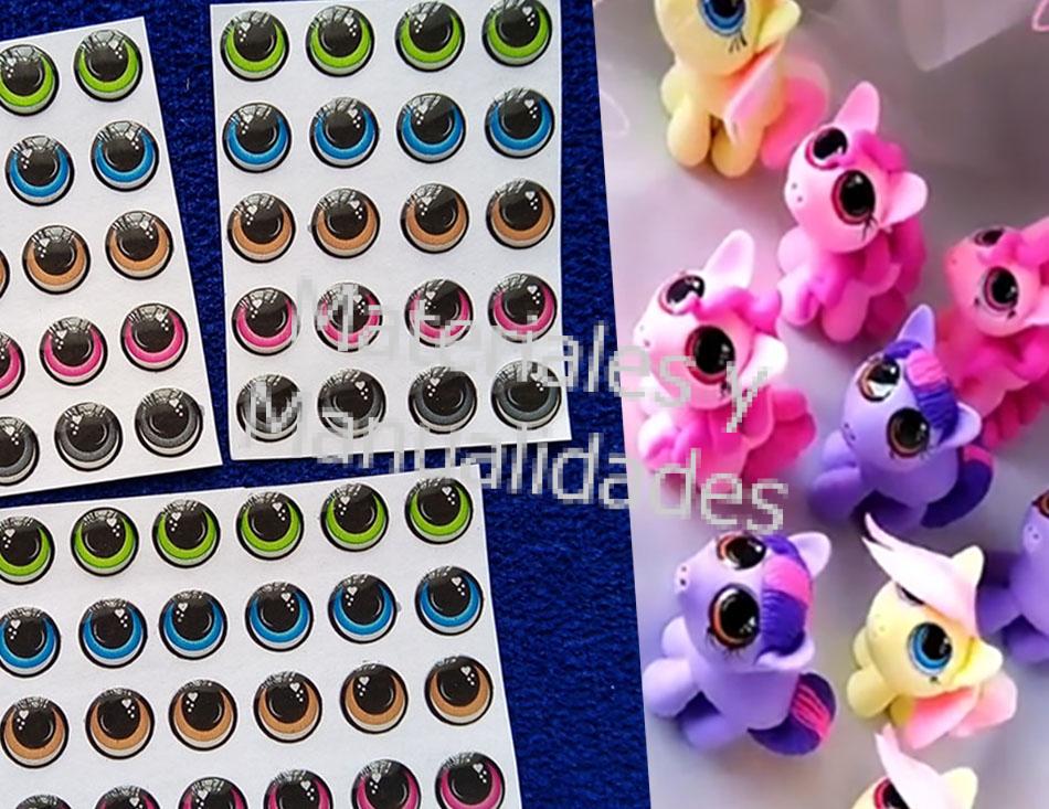 Ojos Adhesivos de 1cm Resinados para manualidades 12pz